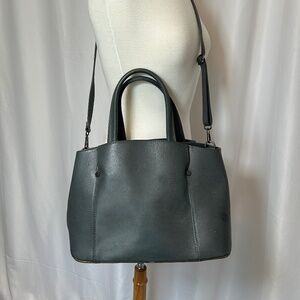 CLAUDIA FIRENZE GRAY ITALIAN LEATHER SATCHEL BAG